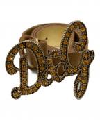 DOLCE & GABBANAドルチェ＆ガッバーナ）の古着「ラインストーンバックルスエードレザーベルト　MC5FM2 80842」｜ブラウン