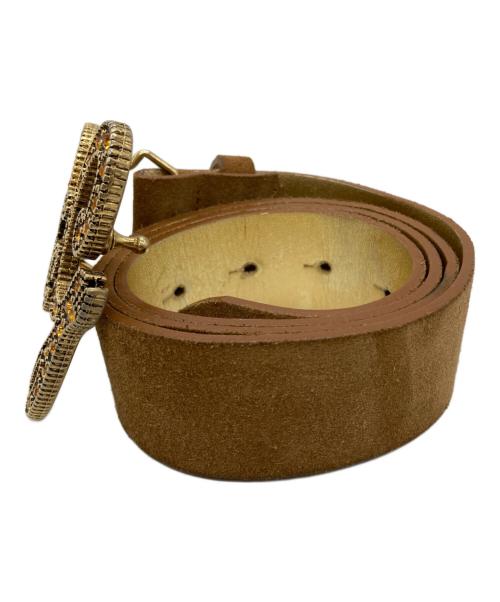 DOLCE & GABBANA（ドルチェ＆ガッバーナ）DOLCE & GABBANA (ドルチェ＆ガッバーナ) ラインストーンバックルスエードレザーベルト　MC5FM2 80842 ブラウン サイズ:85/100の古着・服飾アイテム