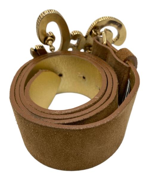 DOLCE & GABBANA（ドルチェ＆ガッバーナ）DOLCE & GABBANA (ドルチェ＆ガッバーナ) ラインストーンバックルスエードレザーベルト　MC5FM2 80842 ブラウン サイズ:85/100の古着・服飾アイテム