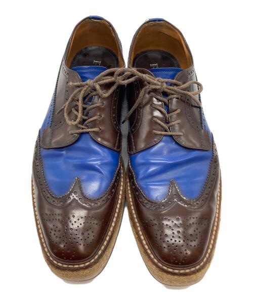 PRADA（プラダ）PRADA (プラダ) ウィングチップダービーシューズ ブルー×ブラウン サイズ:7 1/2の古着・服飾アイテム