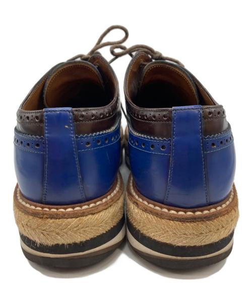 PRADA（プラダ）PRADA (プラダ) ウィングチップダービーシューズ ブルー×ブラウン サイズ:7 1/2の古着・服飾アイテム