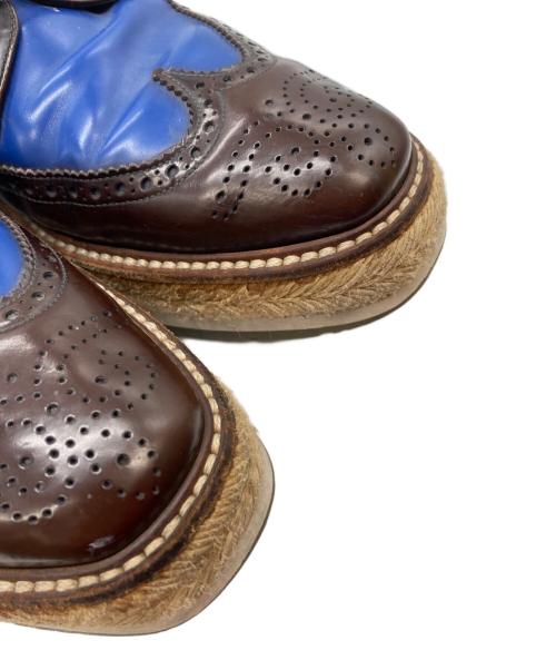 PRADA（プラダ）PRADA (プラダ) ウィングチップダービーシューズ ブルー×ブラウン サイズ:7 1/2の古着・服飾アイテム