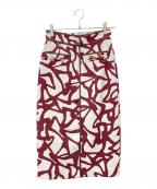 Pinky & Dianneピンキーアンドダイアン）の古着「モダンジオメトリックプリントスカート 031-4220827」｜ホワイト×レッド