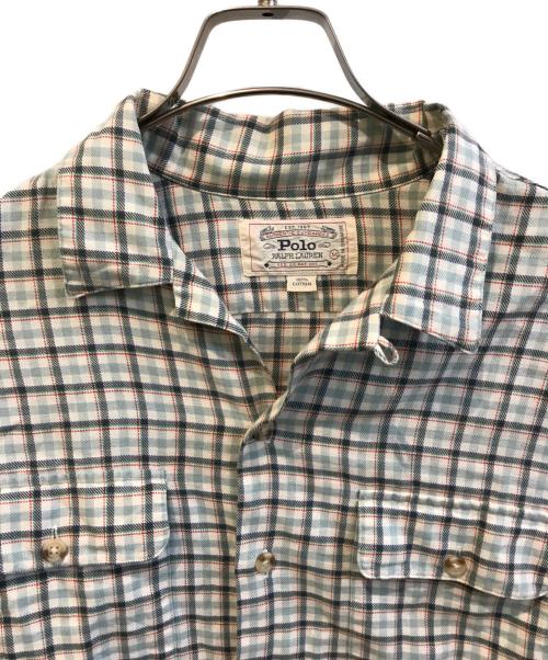 POLO RALPH LAUREN（ポロ・ラルフローレン）POLO RALPH LAUREN (ポロ・ラルフローレン) チェックオープンカラーボックスシャツ ミントグリーン サイズ:Ｍの古着・服飾アイテム