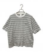 plllllleeeasseプリーズ）の古着「multi stripe short sleeve tee」｜ホワイト×グレー