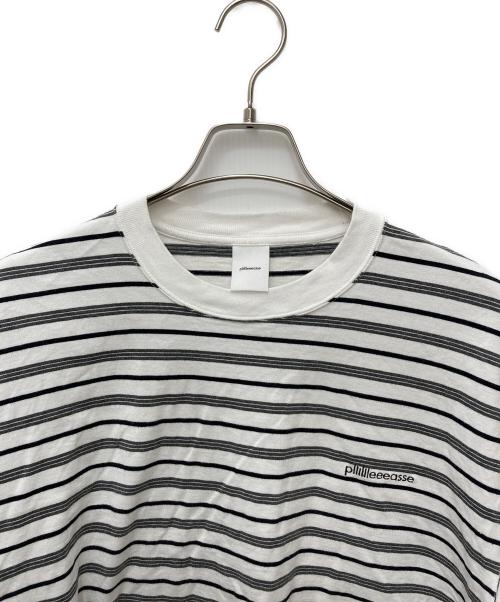 plllllleeeasse（プリーズ）plllllleeeasse (プリーズ) multi stripe short sleeve tee ホワイト×グレー サイズ:Lの古着・服飾アイテム