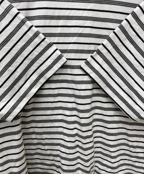 plllllleeeasse（プリーズ）plllllleeeasse (プリーズ) multi stripe short sleeve tee ホワイト×グレー サイズ:Lの古着・服飾アイテム