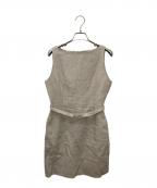 anuansアニュアンス）の古着「リネンボックスミニワンピース ブラウン」｜ベージュ