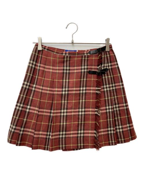 BURBERRY BLUE LABEL（バーバリー ブルー レーベル）BURBERRY BLUE LABEL (バーバリーロンドンブルーレーベル) ノヴァチェックラップミニスカート レッド サイズ:Mの古着・服飾アイテム