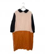 MARNIマルニ）の古着「7分丈切替ブラウスワンピース」｜ピンク