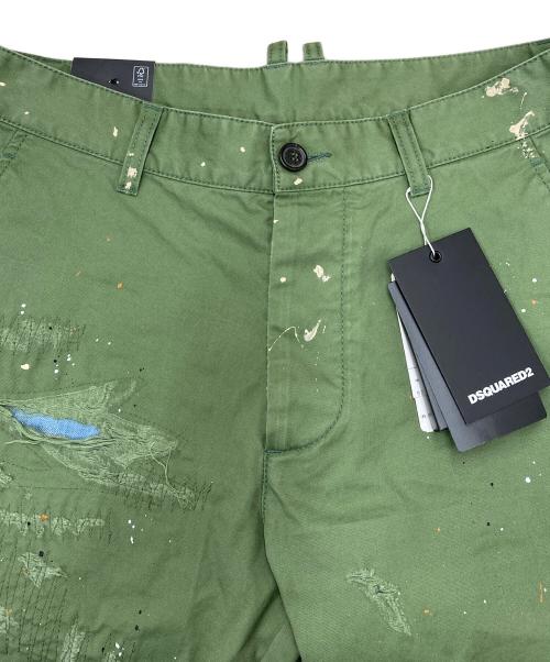 DSQUARED2（ディースクエアード）DSQUARED2 (ディースクエアード) ペイント加工パンツ S74KB0820 グリーン サイズ:42 未使用品の古着・服飾アイテム