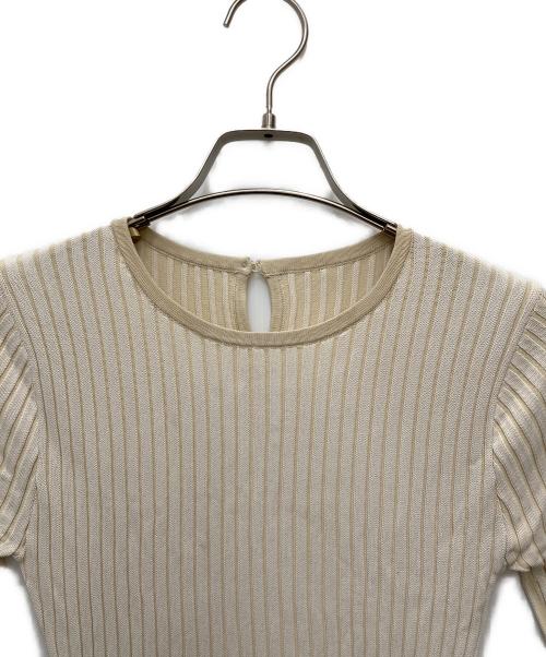 anuans（アニュアンス）anuans (アニュアンス) バイカラーリブニットフレアワンピース　1523231055-0 ベージュ サイズ:Fの古着・服飾アイテム