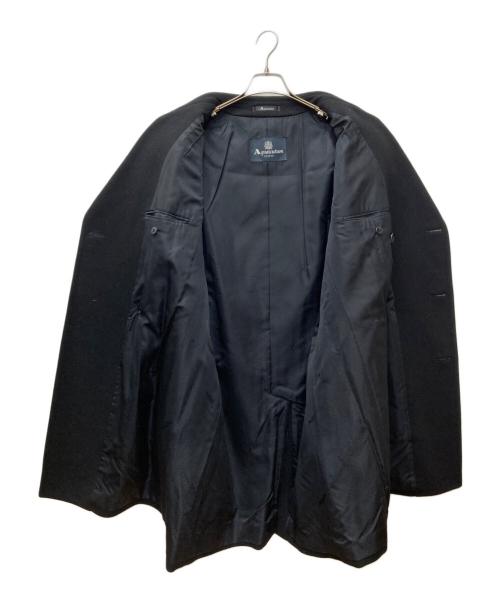 Aquascutum（アクアスキュータム）Aquascutum (アクアスキュータム) カシミヤ混メルトンPコート ブラック サイズ:42の古着・服飾アイテム