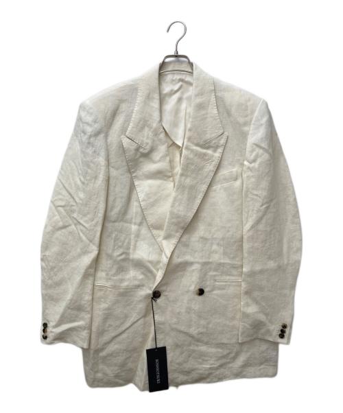 SOSHIOTSUKI（ソウシ オオツキ）SOSHIOTSUKI (ソウシ オオツキ) LINEN WASHER 2B DOUBLE BREASTED JACKET アイボリー サイズ:48の古着・服飾アイテム