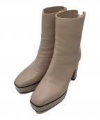 JILLSTUART shoeジルスチュアート）の古着「プラットフォームショートブーツ 6476」｜ベージュ