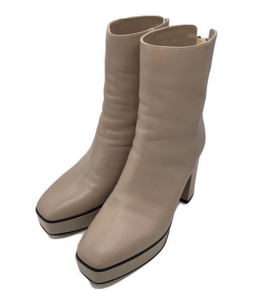 JILLSTUART shoe（ジルスチュアート）JILLSTUART shoe (ジルスチュアート) プラットフォームショートブーツ 6476 ベージュ サイズ:23 1/2の古着・服飾アイテム