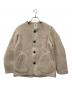 DANTON（ダントン）の古着「ウールモッサ ノーカラージャケット JD-8903 WOM」｜ベージュ