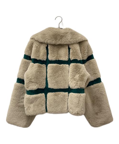 furfur（ファーファー）furfur (ファーファー) エコファーチェックブルゾン RWFJ224017 ベージュ サイズ:Fの古着・服飾アイテム