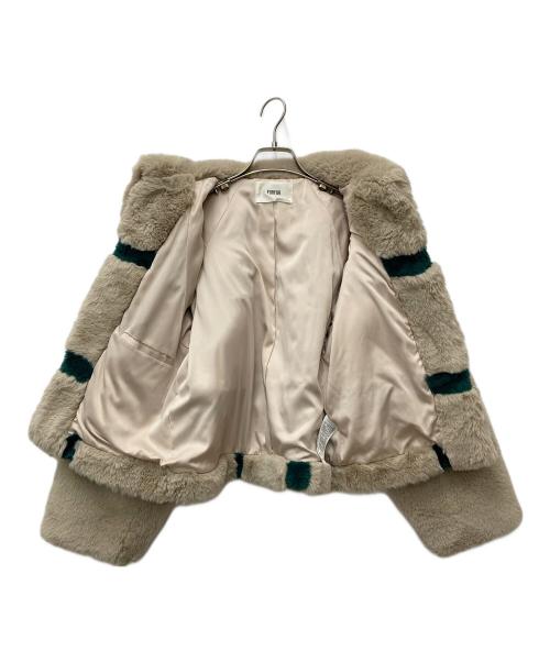 furfur（ファーファー）furfur (ファーファー) エコファーチェックブルゾン RWFJ224017 ベージュ サイズ:Fの古着・服飾アイテム