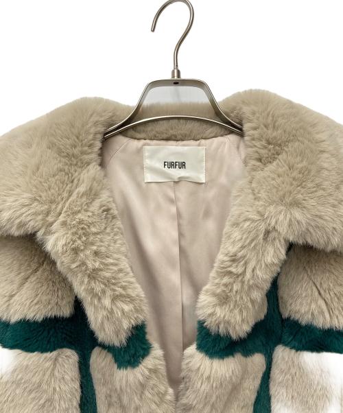 furfur（ファーファー）furfur (ファーファー) エコファーチェックブルゾン RWFJ224017 ベージュ サイズ:Fの古着・服飾アイテム