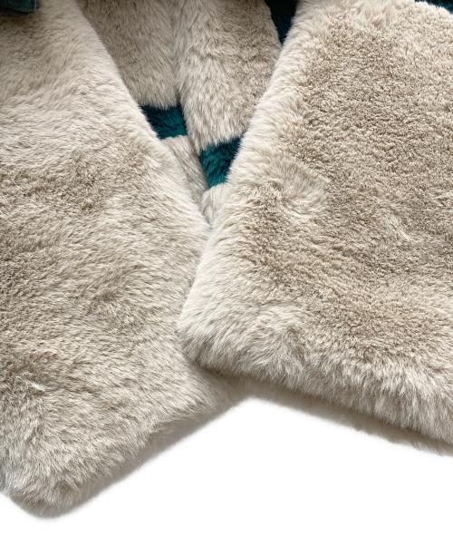 furfur（ファーファー）furfur (ファーファー) エコファーチェックブルゾン RWFJ224017 ベージュ サイズ:Fの古着・服飾アイテム