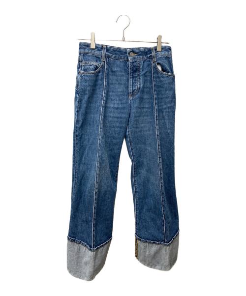 BOTTEGA VENETA（ボッテガベネタ）BOTTEGA VENETA (ボッテガベネタ) カーブシェイプ インディゴ ワイド ロールアップ デニム 723355 V2J80 インディゴ サイズ:34の古着・服飾アイテム