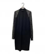 GIVENCHYジバンシィ）の古着「4G ハイネック チュールスリーブ ミディドレス」｜ブラック
