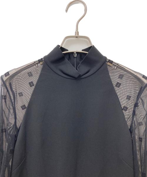 GIVENCHY（ジバンシィ）GIVENCHY (ジバンシィ) 4G ハイネック チュールスリーブ ミディドレス ブラック サイズ:36の古着・服飾アイテム