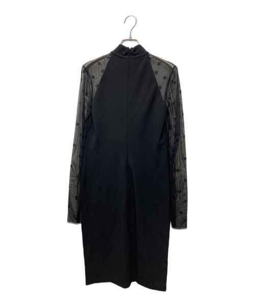 GIVENCHY（ジバンシィ）GIVENCHY (ジバンシィ) 4G ハイネック チュールスリーブ ミディドレス ブラック サイズ:36の古着・服飾アイテム