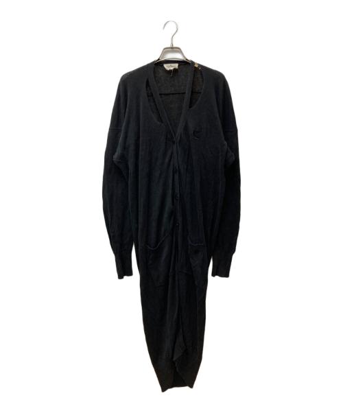 Vivienne Westwood ANGLOMANIA（ヴィヴィアンウエストウッドアングロマニア）Vivienne Westwood ANGLOMANIA (ヴィヴィアンウエストウッドアングロマニア) ダメージ加工ロングカーディガン ブラック サイズ:Mの古着・服飾アイテム