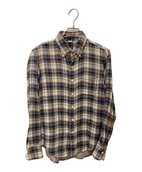 45R（フォーティファイブ・アール）45R (フォーティファイブ・アール) ダブルガーゼシャツ 5033086 ブラウン×ネイビー サイズ:2の古着・服飾アイテム