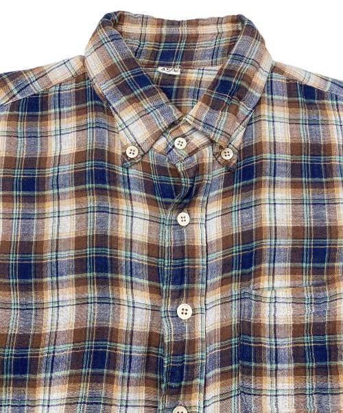 45R（フォーティファイブ・アール）45R (フォーティファイブ・アール) ダブルガーゼシャツ 5033086 ブラウン×ネイビー サイズ:2の古着・服飾アイテム