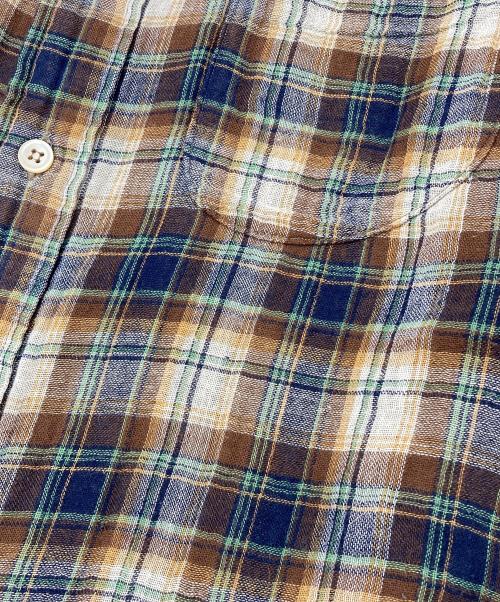 45R（フォーティファイブ・アール）45R (フォーティファイブ・アール) ダブルガーゼシャツ 5033086 ブラウン×ネイビー サイズ:2の古着・服飾アイテム