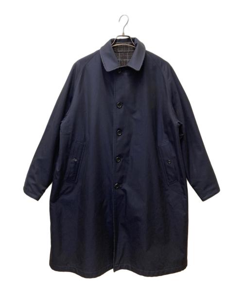 ANATOMICA（アナトミカ）ANATOMICA (アナトミカ) リバーシブル チェック シングルラグランコート ネイビー×ブラウン サイズ:46の古着・服飾アイテム