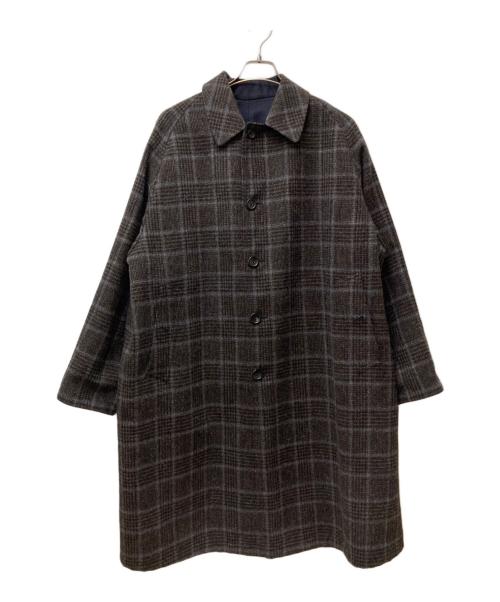 ANATOMICA（アナトミカ）ANATOMICA (アナトミカ) リバーシブル チェック シングルラグランコート ネイビー×ブラウン サイズ:46の古着・服飾アイテム