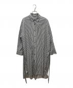 DRESSLAVEドレスレイブ）の古着「LONDON stripe deep slit dress」｜グレー×ホワイト