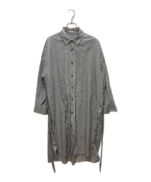 DRESSLAVE（ドレスレイブ）DRESSLAVE (ドレスレイブ) LONDON stripe deep slit dress グレー×ホワイト サイズ:38の古着・服飾アイテム