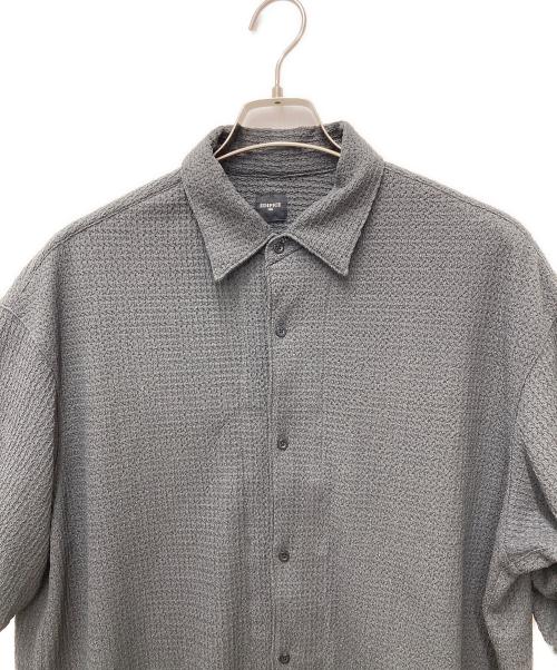 EDIFICE（エディフィス）EDIFICE (エディフィス) ウェーブメッシュ ワイドシルエット 5分袖 オープンカラーシャツ グレー サイズ:Mの古着・服飾アイテム