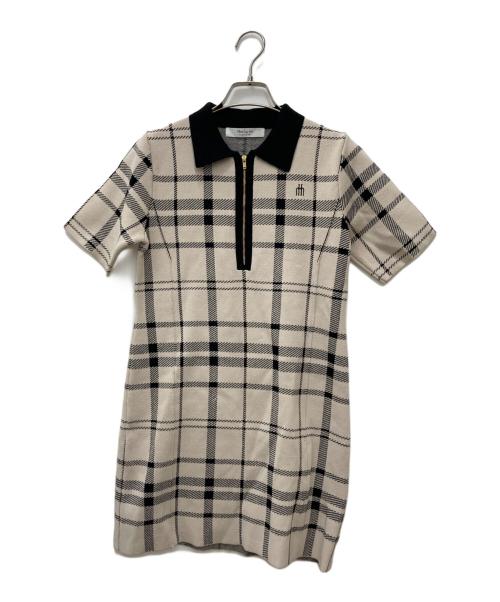 HER LIP TO（ハーリップトゥ）HER LIP TO (ハーリップトゥ) Trois Logo Knit Mini Dress ベージュ サイズ:Sの古着・服飾アイテム