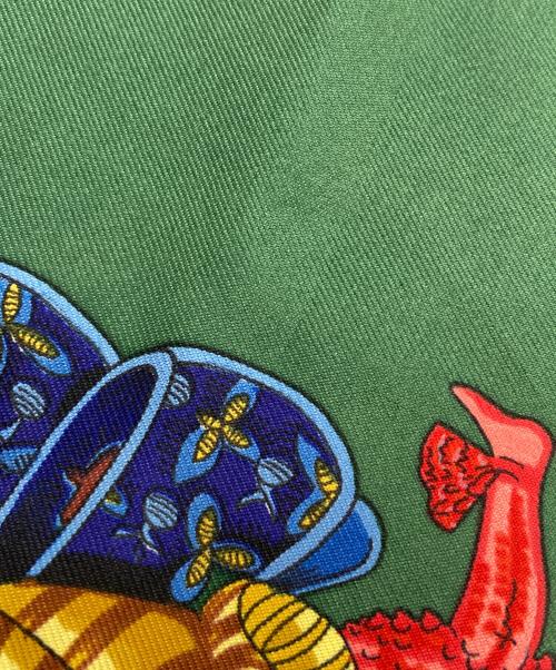 HERMES（エルメス）HERMES (エルメス) カレ90 CHAPEAU シルクスカーフ　 グリーンの古着・服飾アイテム