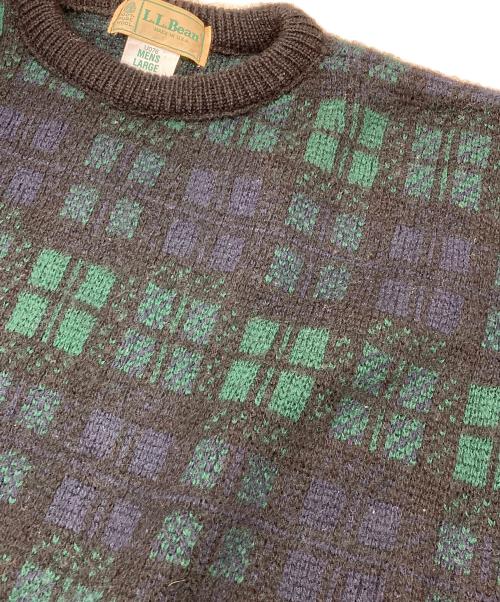 L.L.Bean（エルエルビーン）L.L.Bean (エルエルビーン) ブラックウォッチウールニット グリーン サイズ:Lの古着・服飾アイテム