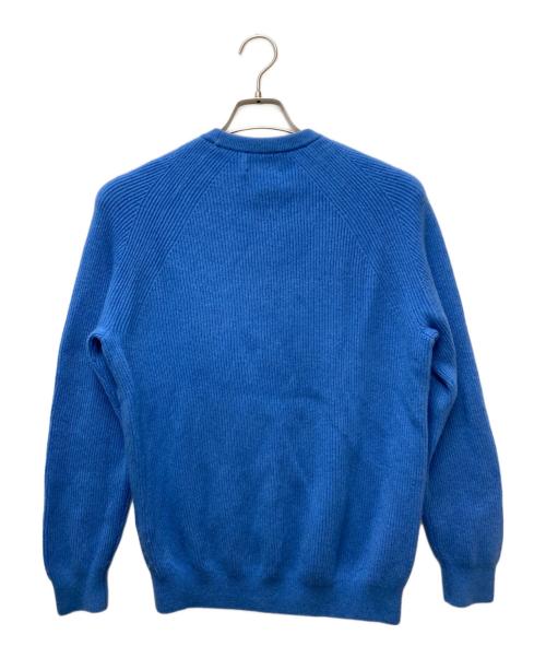 EDIFICE（エディフィス）EDIFICE (エディフィス) カシミア 畦編み クルーネック ニット ブルー サイズ:1の古着・服飾アイテム