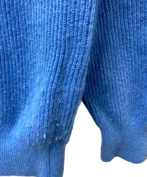 EDIFICE（エディフィス）EDIFICE (エディフィス) カシミア 畦編み クルーネック ニット ブルー サイズ:1の古着・服飾アイテム