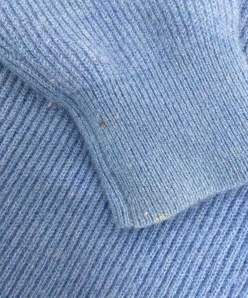 EDIFICE（エディフィス）EDIFICE (エディフィス) カシミア 畦編み クルーネック ニット ブルー サイズ:1の古着・服飾アイテム