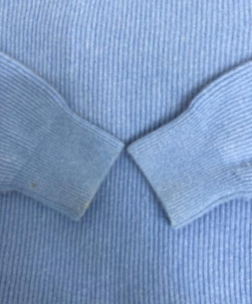EDIFICE（エディフィス）EDIFICE (エディフィス) カシミア 畦編み クルーネック ニット ブルー サイズ:1の古着・服飾アイテム