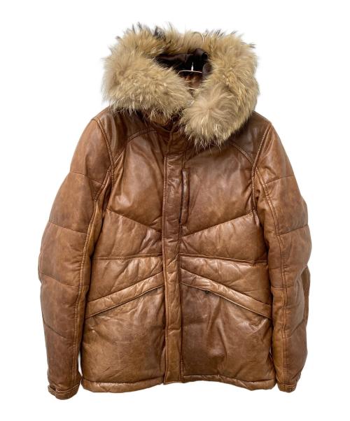 The Duffer of ST.George（ザ ダファーオブセントジョージ）The Duffer of ST.George (ザ ダファーオブセントジョージ) ラクーンファーレザーダウンジャケット 287056 ブラウン サイズ:Mの古着・服飾アイテム