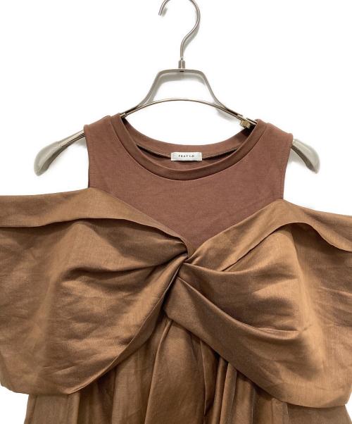 FRAY ID（フレイ アイディー）FRAY ID (フレイ アイディー) カットコンビペプラムトップス ブラウン サイズ:Freeの古着・服飾アイテム