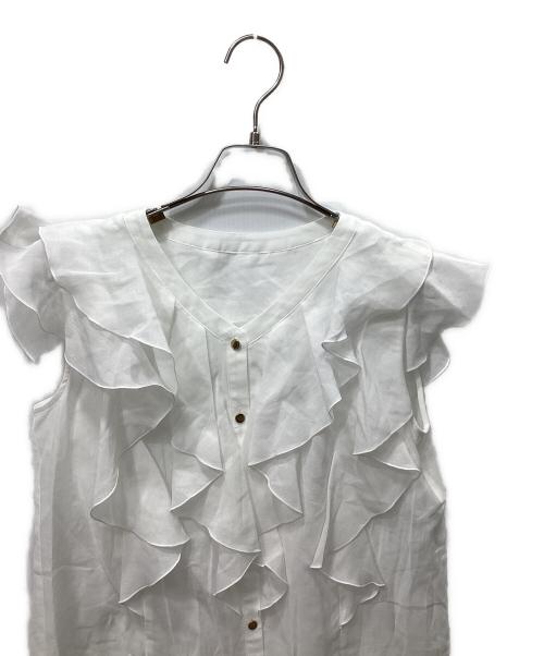 ANAYI（アナイ）ANAYI (アナイ) ボイルフリルVネックブラウス ホワイト サイズ:36 未使用品の古着・服飾アイテム