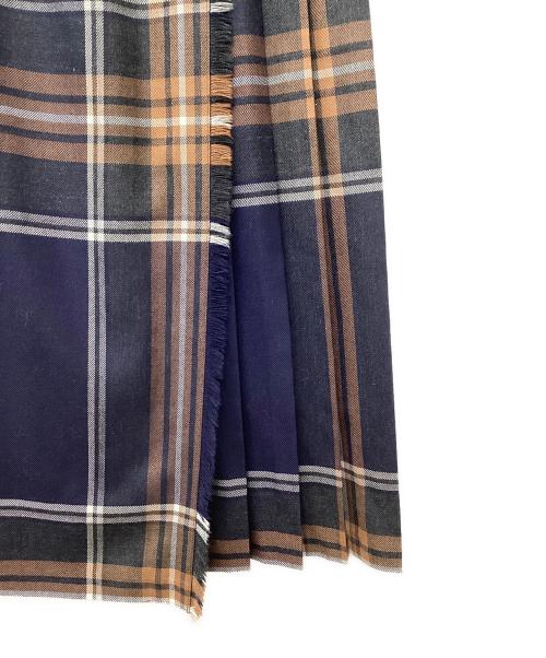 O'NEIL OF DUBLIN（オニールオブダブリン）O'NEIL OF DUBLIN (オニールオブダブリン) チェックウールラップスカート ネイビー サイズ:SIZE GB8(S～M)の古着・服飾アイテム