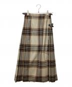 O'NEIL OF DUBLINオニールオブダブリン）の古着「チェックウールラップスカート」｜ベージュ
